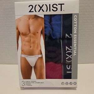 2xist Essential Cotton Y Back Thongs Underwear 3 Pack Multicolor Mens Size XL